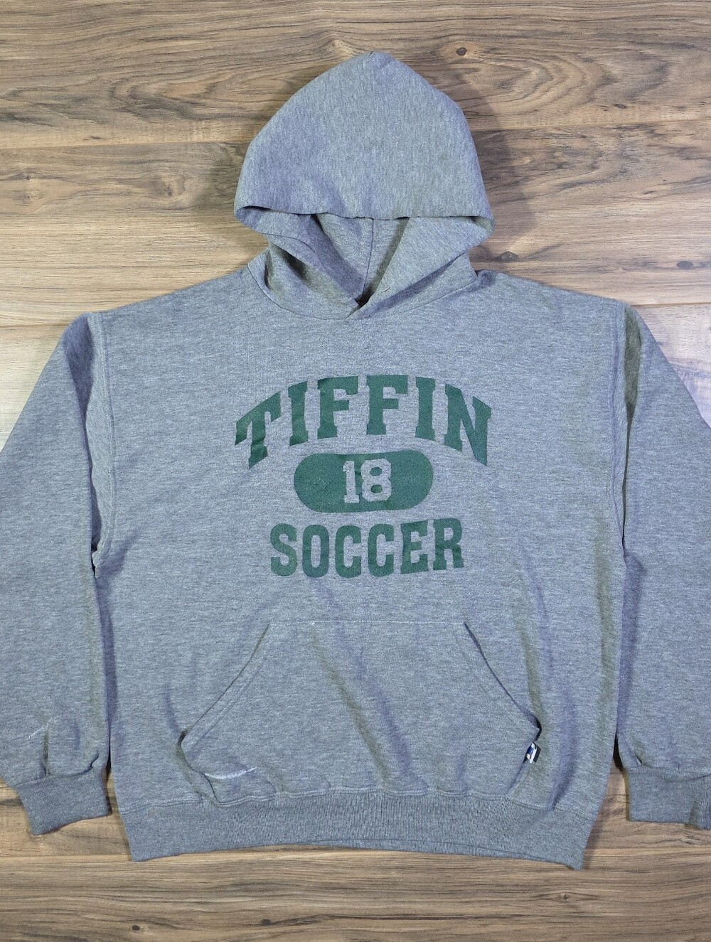 Russell Athletic Vintage 90s Tiffin Soccer Hoodie Sweatshirt Gray L Mens